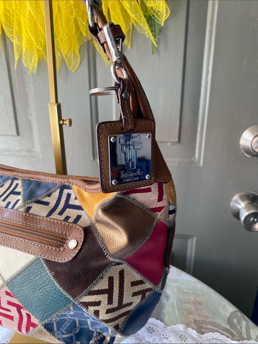 Tignanello Multicolor Patchwork Leather-Trim Shoulder Bag - Picture 5 of 14